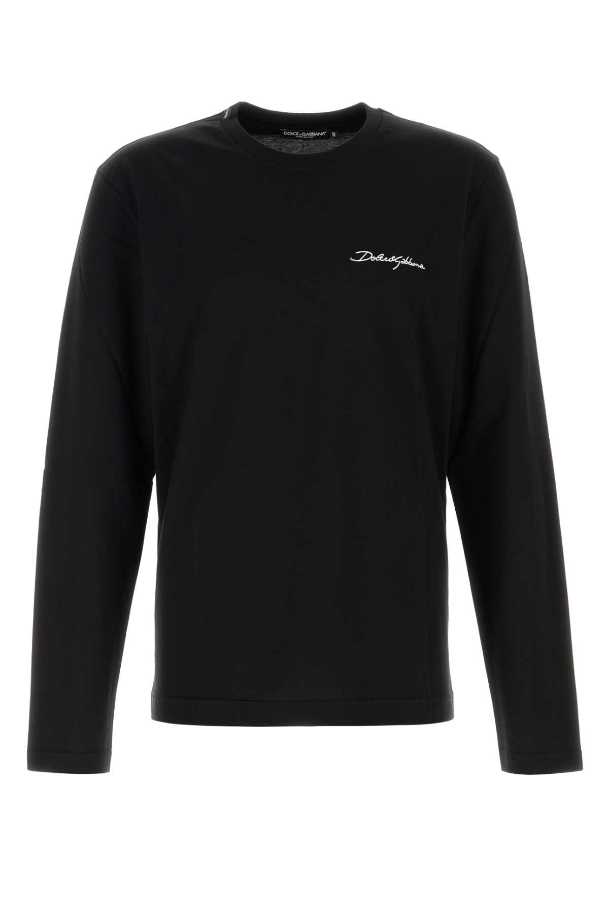 Dolce & Gabbana Men Black Cotton T-Shirt