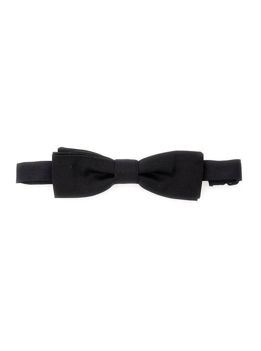 Dolce & Gabbana Men Black Bowtie With Rear Adjustable Closure In Silk Man