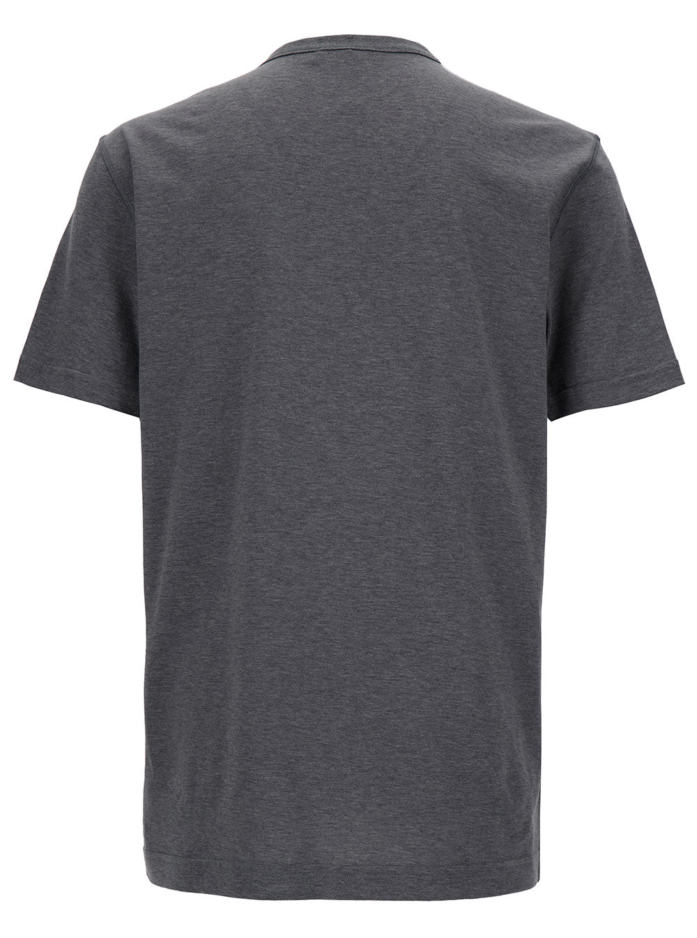 Dolce & Gabbana Men Grey Crewneck T-Shirt With Logo Plaque In Cotton Man