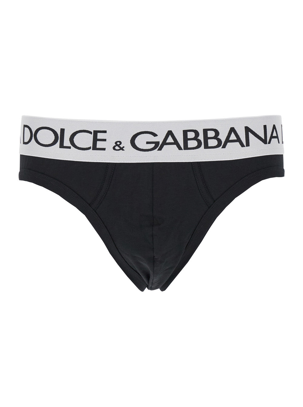 Dolce & Gabbana Men Black Briefs With Branded Band In Stretch Cotton Man
