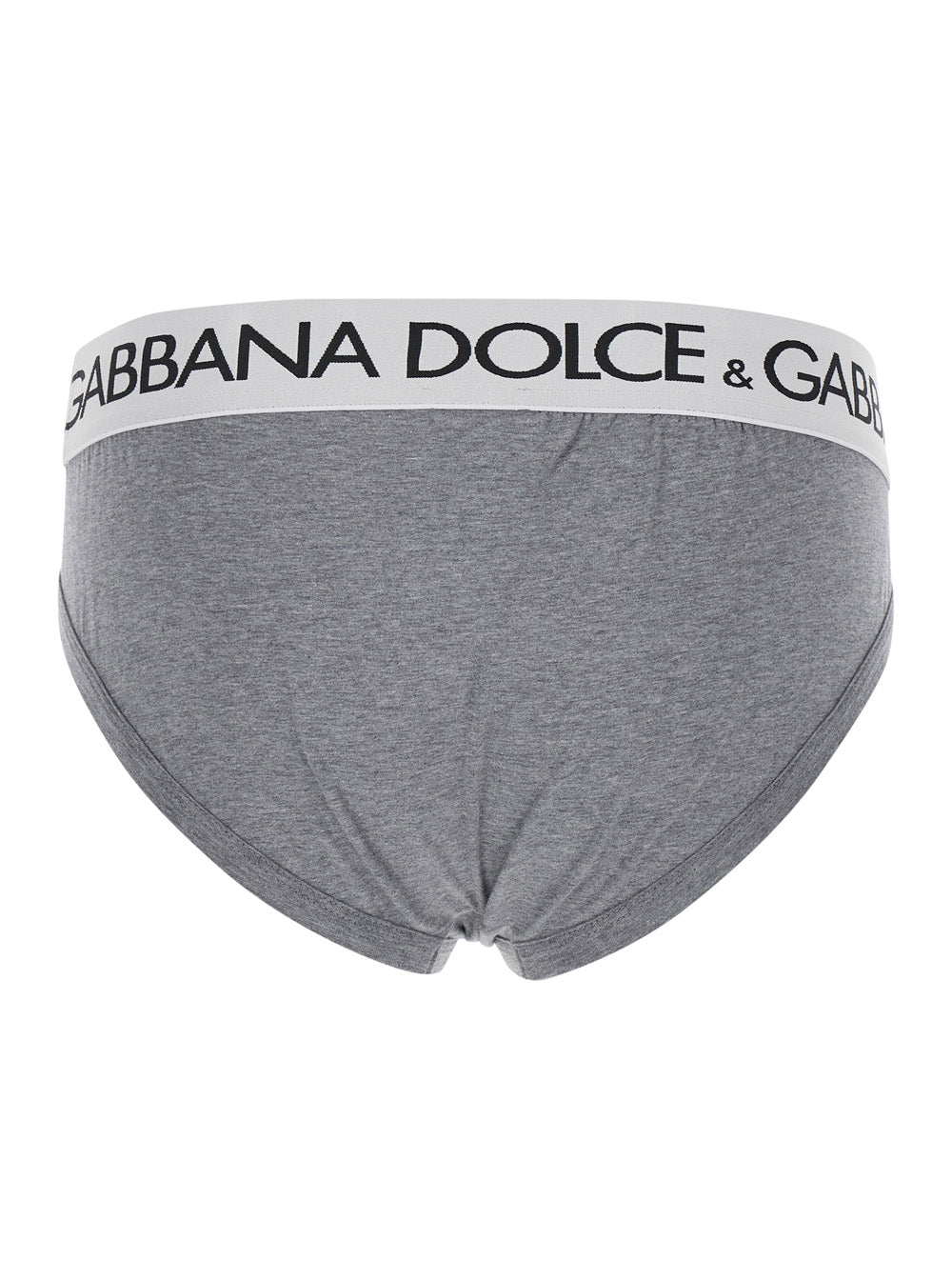 Dolce & Gabbana Men Grey Briefs With Branded Band In Stretch Cotton Man