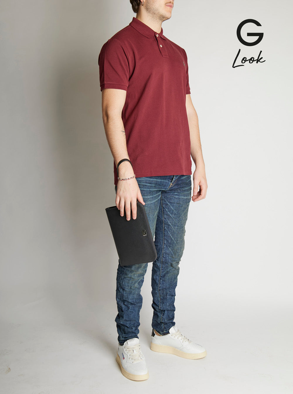 Dolce & Gabbana Men Black Clutch With Removable Wrist Strap And Logo Plaque On The Front In Grained Leather Man