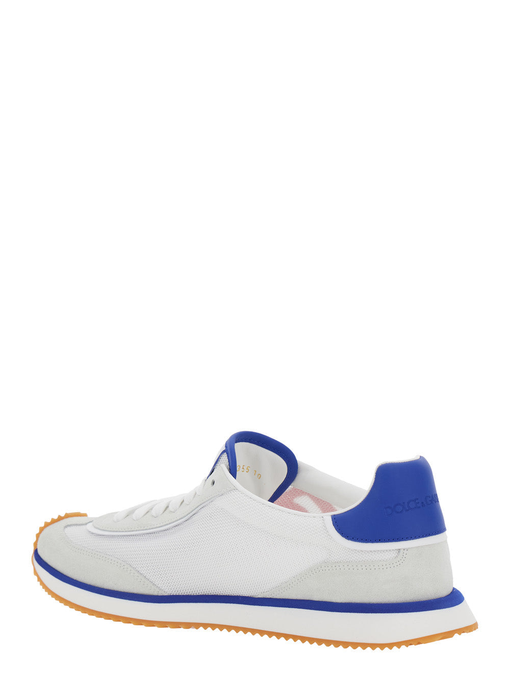 Dolce & Gabbana Men 'Aria' White Running Sneakers With Logo Detail In Suede And Tech Fabric Man