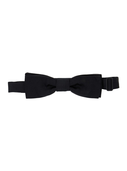 Dolce & Gabbana Men Black Bowtie With Logo Patch On The Rear And Rear Hook Closure In Silk Man