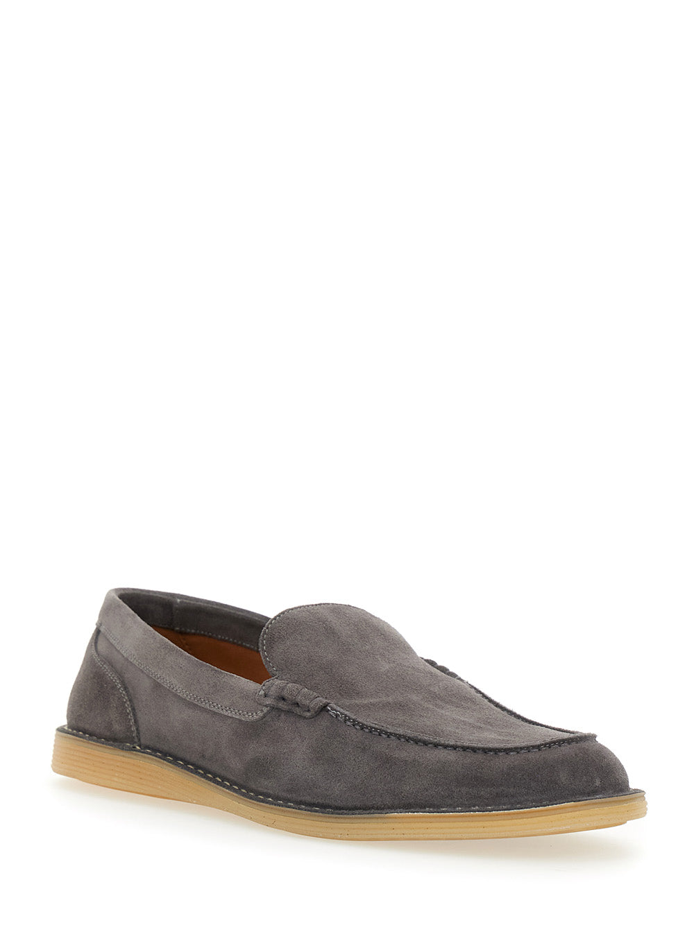 Dolce & Gabbana Men 'New Florio Ideal' Grey Loafers With Dg Detail In Suede Man