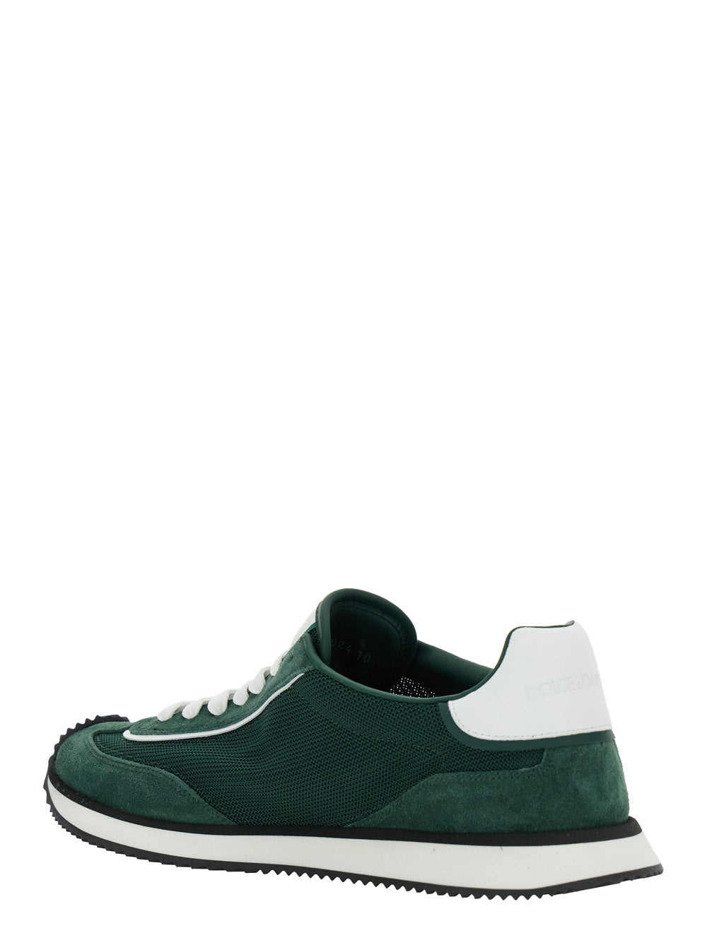 Dolce & Gabbana Men 'Cushion' Green Sneakers With Logo Patch On The Tongue And Logo Detail On The Side In Suede And Fabric Man