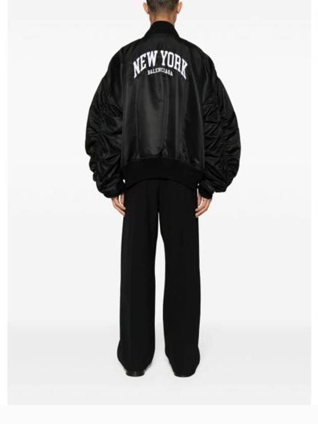 Balenciaga New York Embroidery Bomber Jacket Black