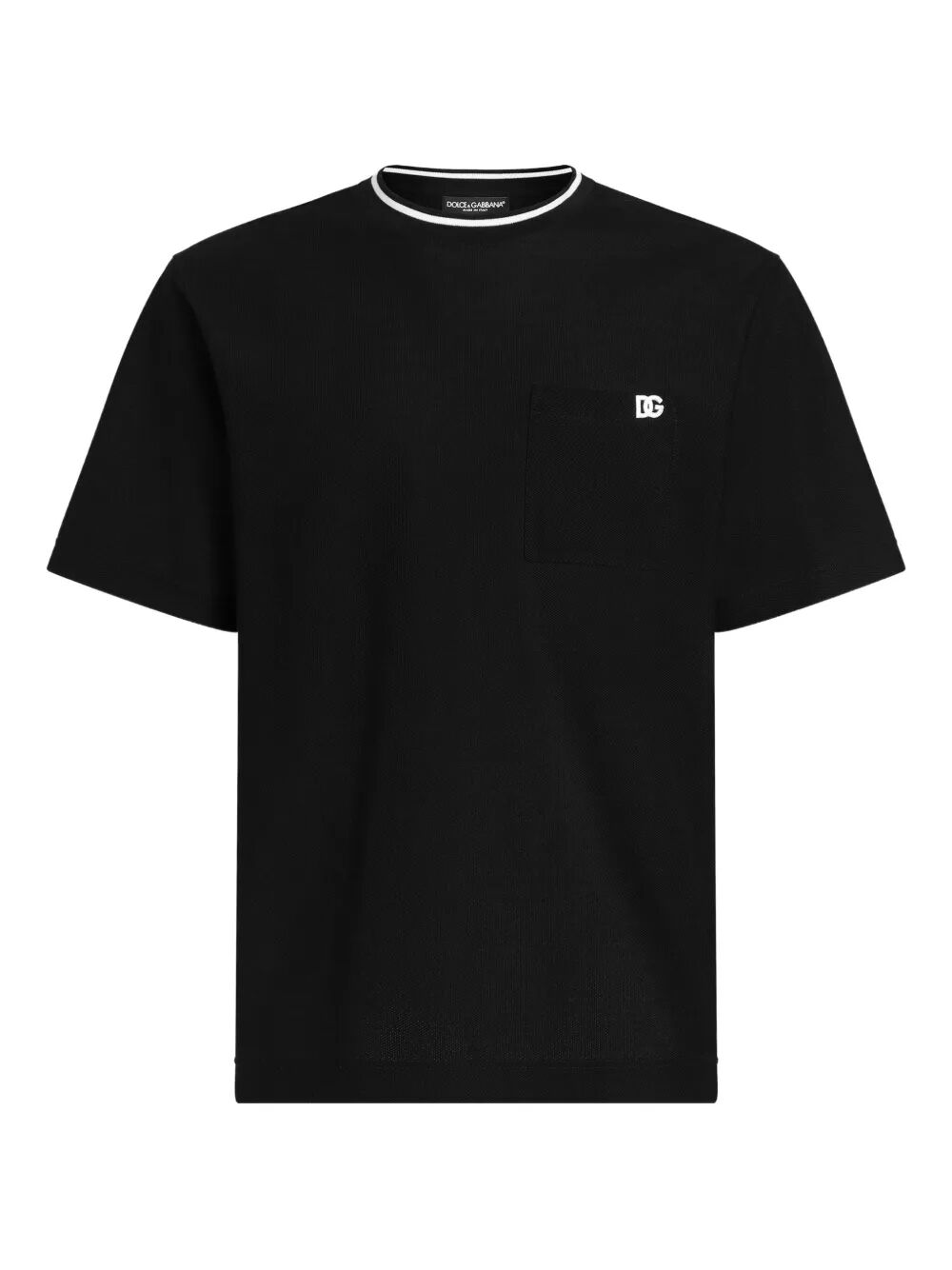 Dolce & Gabbana Men Cotton Piqué T-Shirt With Contrasting Collar