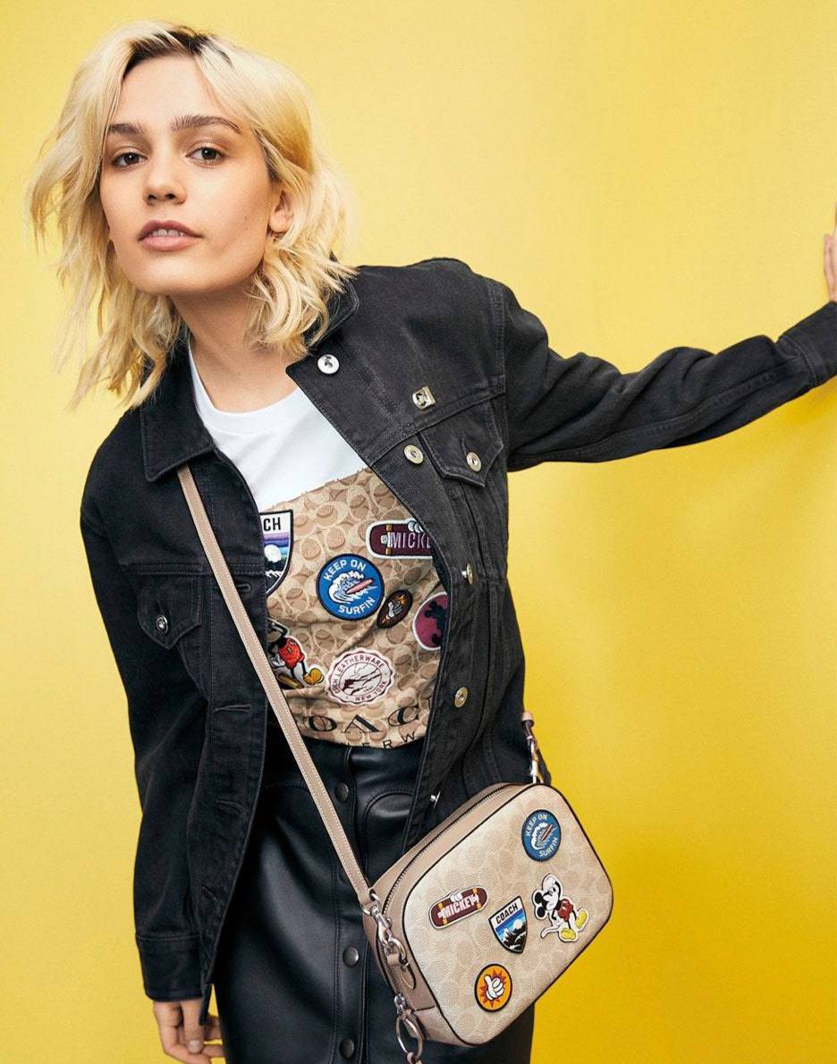 COACH X Disney Jamie Camera Bag In Signature Canvas With Patches CC151 Bag Gold Khaki Multi