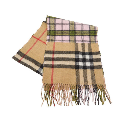 Burberry Nova Check Muffler Beige Pink Cashmere Ladies