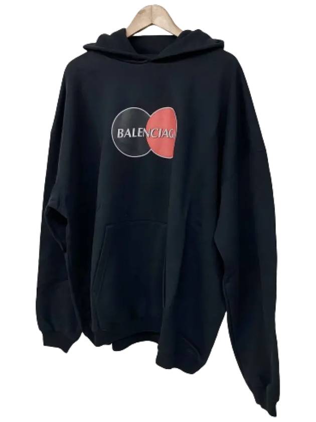 Balenciaga Logo Print Over Fit Hoodie Black