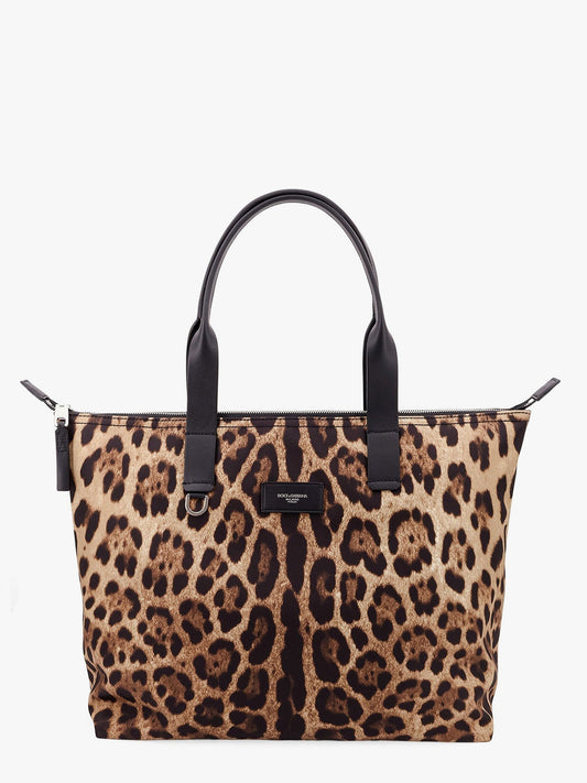 Dolce & Gabbana Men Nylon Shoulder Bag With Animalier Print