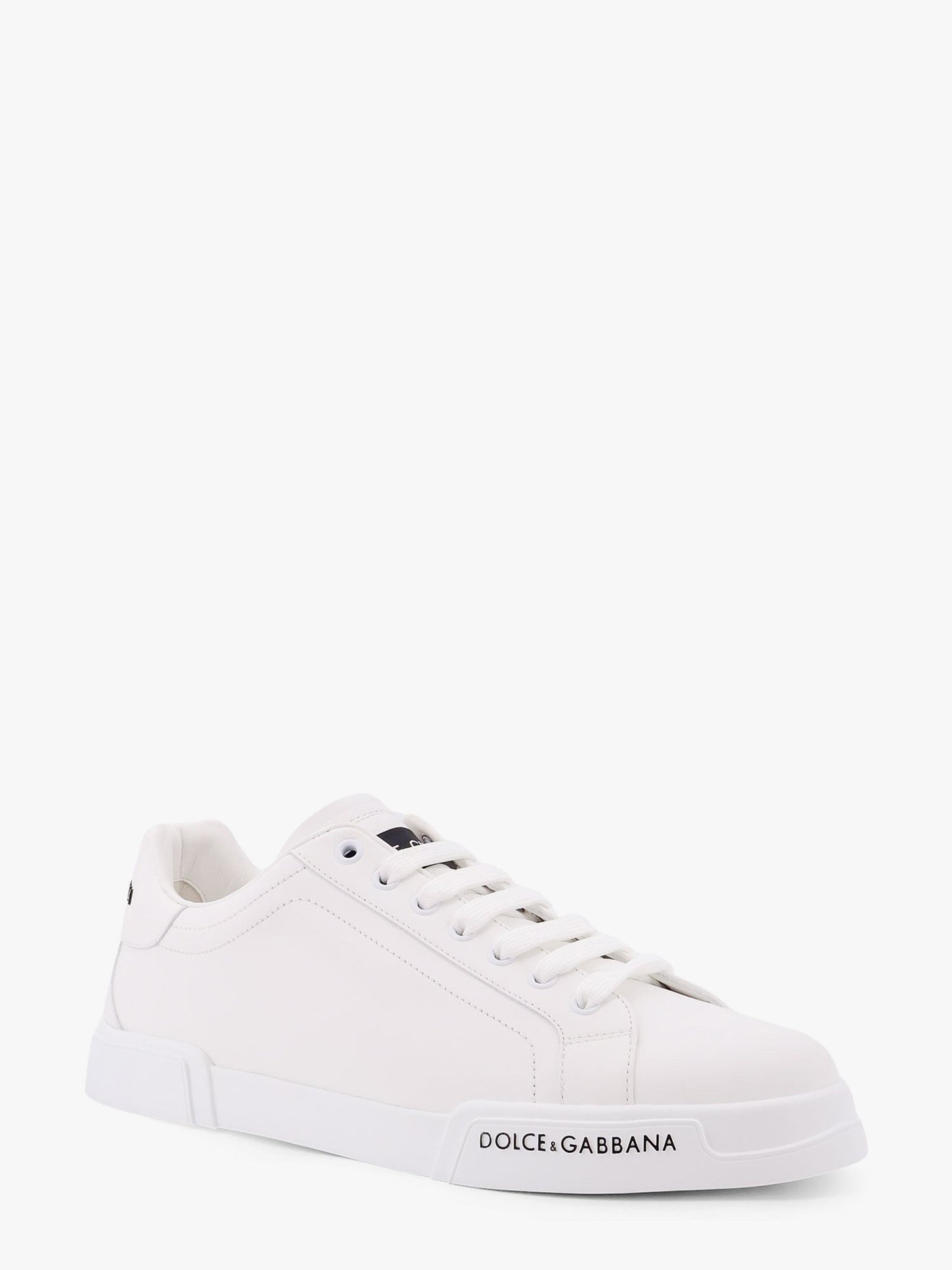 Dolce & Gabbana Men Leather Sneakers With Lateral Logo Patch