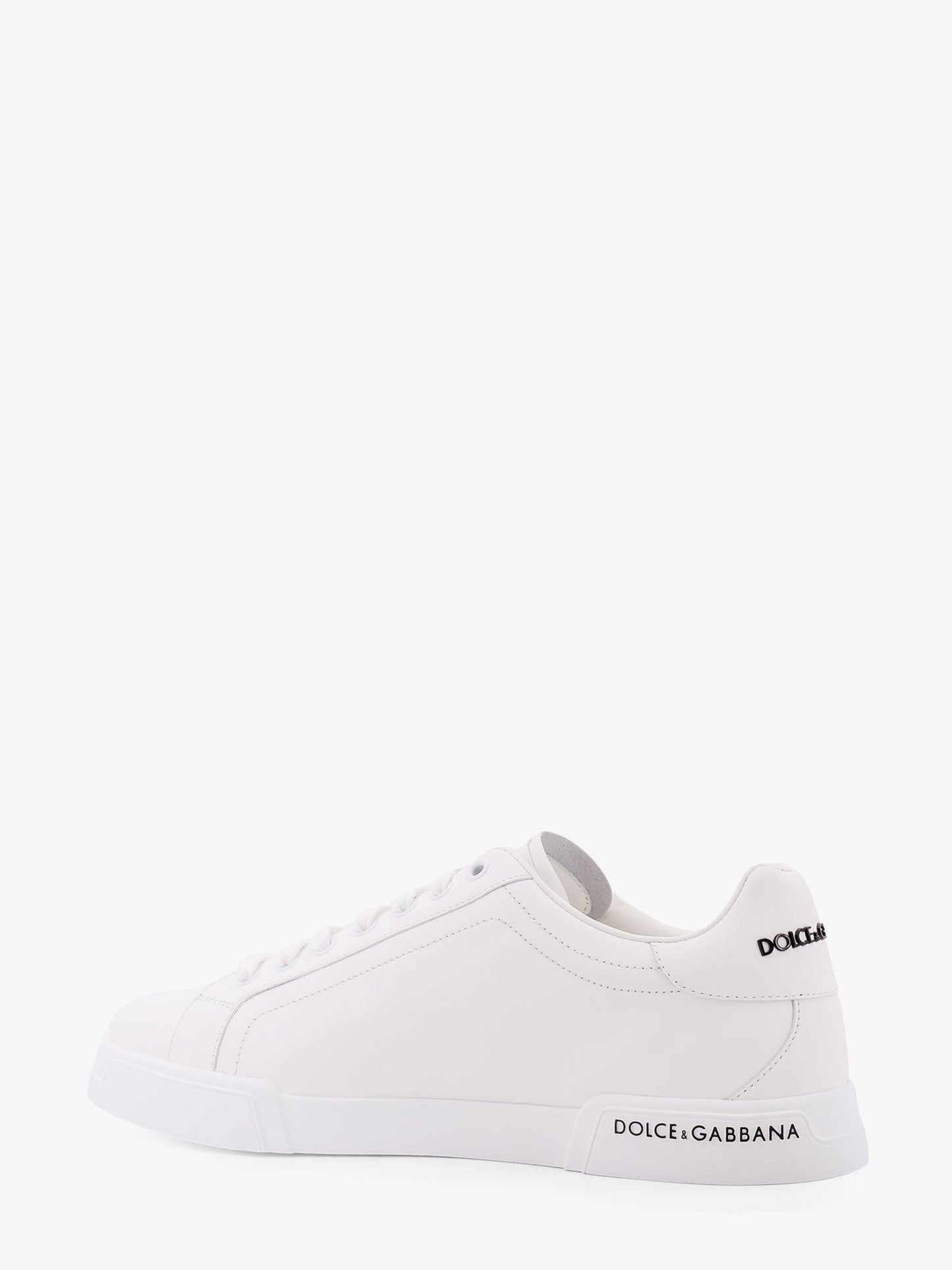 Dolce & Gabbana Men Leather Sneakers With Lateral Logo Patch