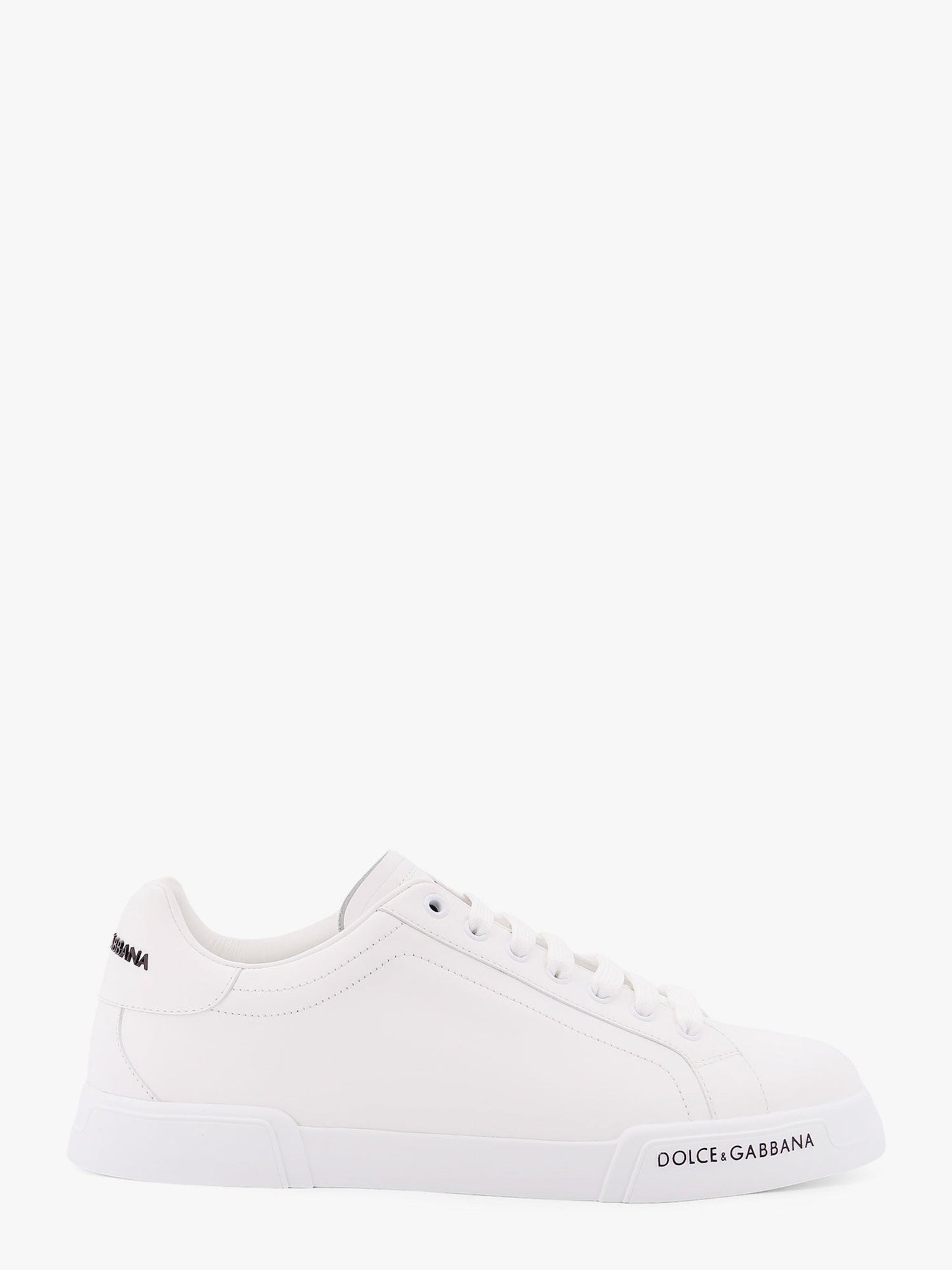 Dolce & Gabbana Men Leather Sneakers With Lateral Logo Patch