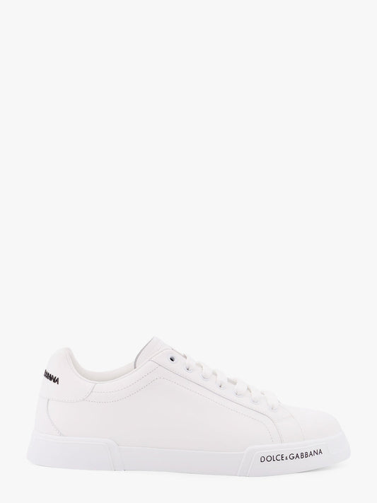 Dolce & Gabbana Men Leather Sneakers With Lateral Logo Patch