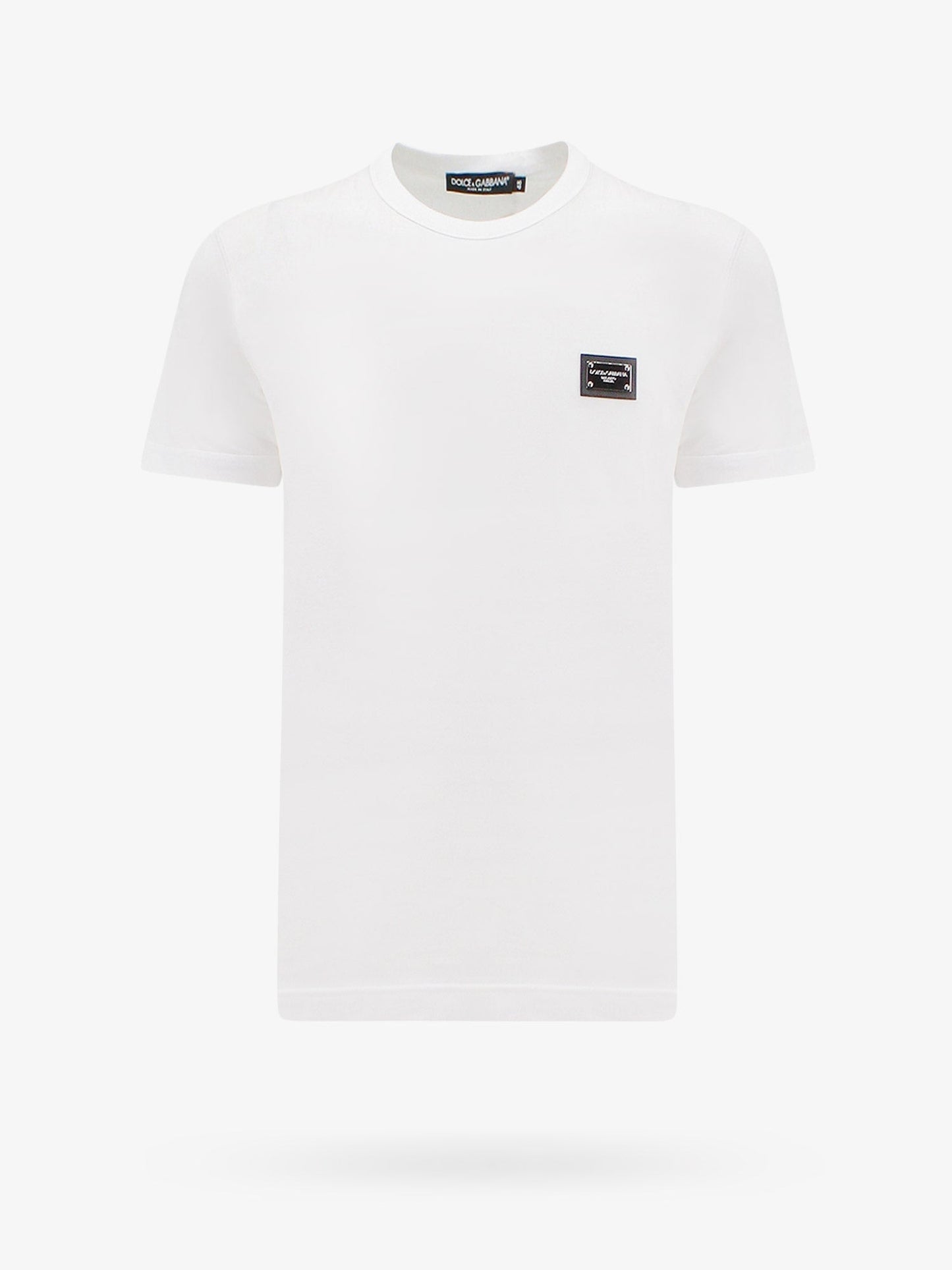 Dolce & Gabbana Men Cotton T-Shirt With Metal Logo Patch