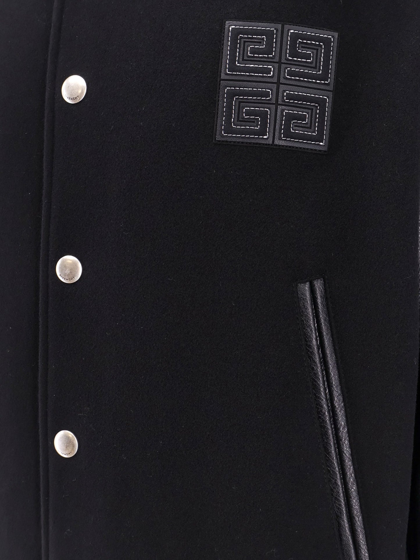 Givenchy Men Varsity Wool Blend Bomber With Leather Sleeves