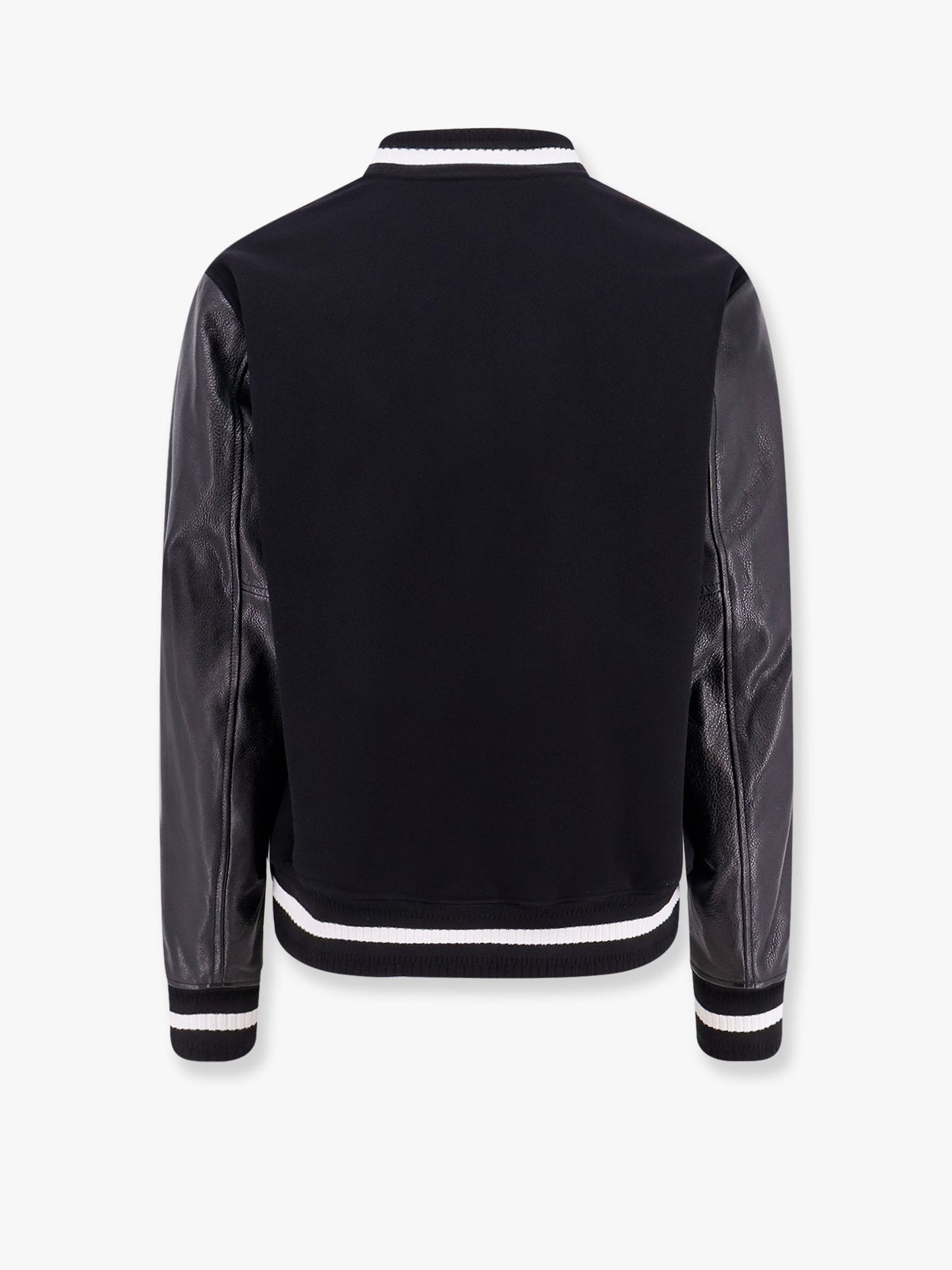 Givenchy Men Varsity Wool Blend Bomber With Leather Sleeves