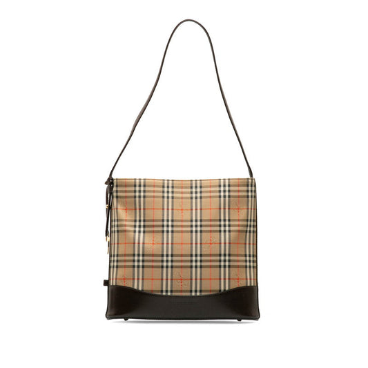 Burberry Nova Check Handbag Beige Brown Canvas Leather