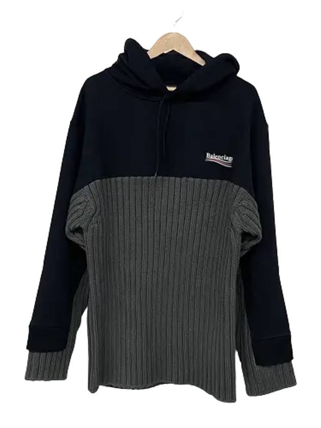 Balenciaga Wave Logo Knit Hoodie Black