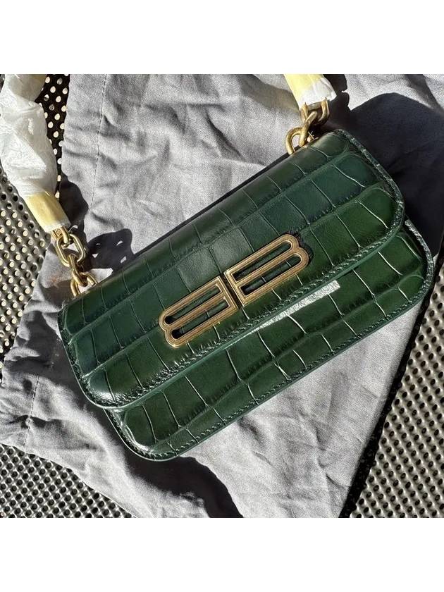 Balenciaga Crocker Leather Gossip Shoulder Bag Green