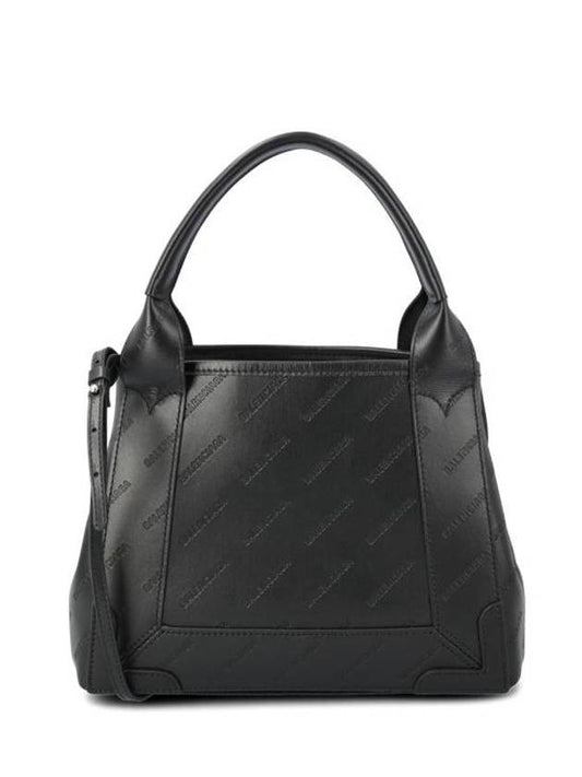 Balenciaga Navy XS Embossed Logo Tote Bag Black
