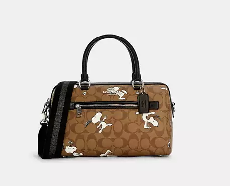 Coach X Peanuts Rowan Satchel In Signature Canvas With Snoopy Print