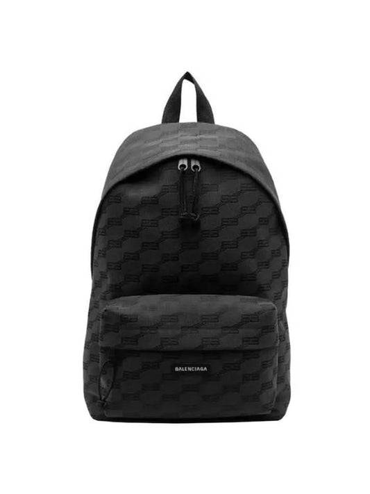 Balenciaga BB Monogram Jacquard Canvas Medium Backpack Black