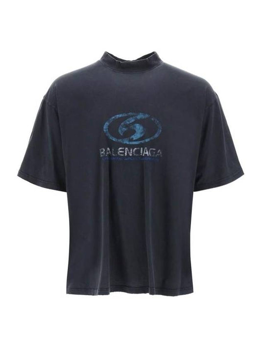 Balenciaga Surfer Medium Fit Short Sleeve T-Shirt Navy