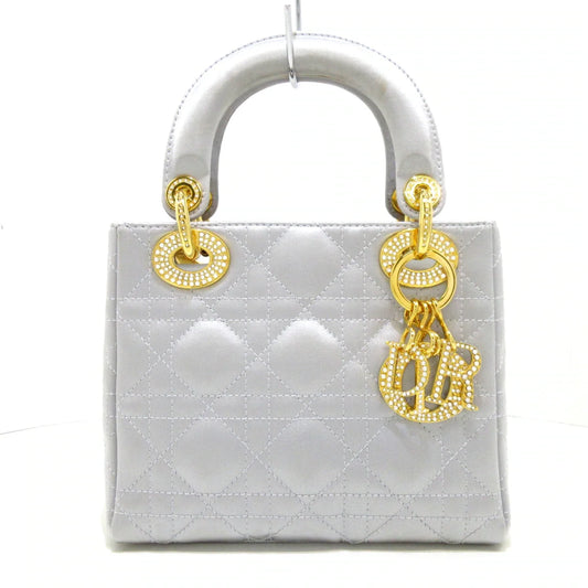 DIOR - Lady Dior Mini Bag Handbag Gray Satin