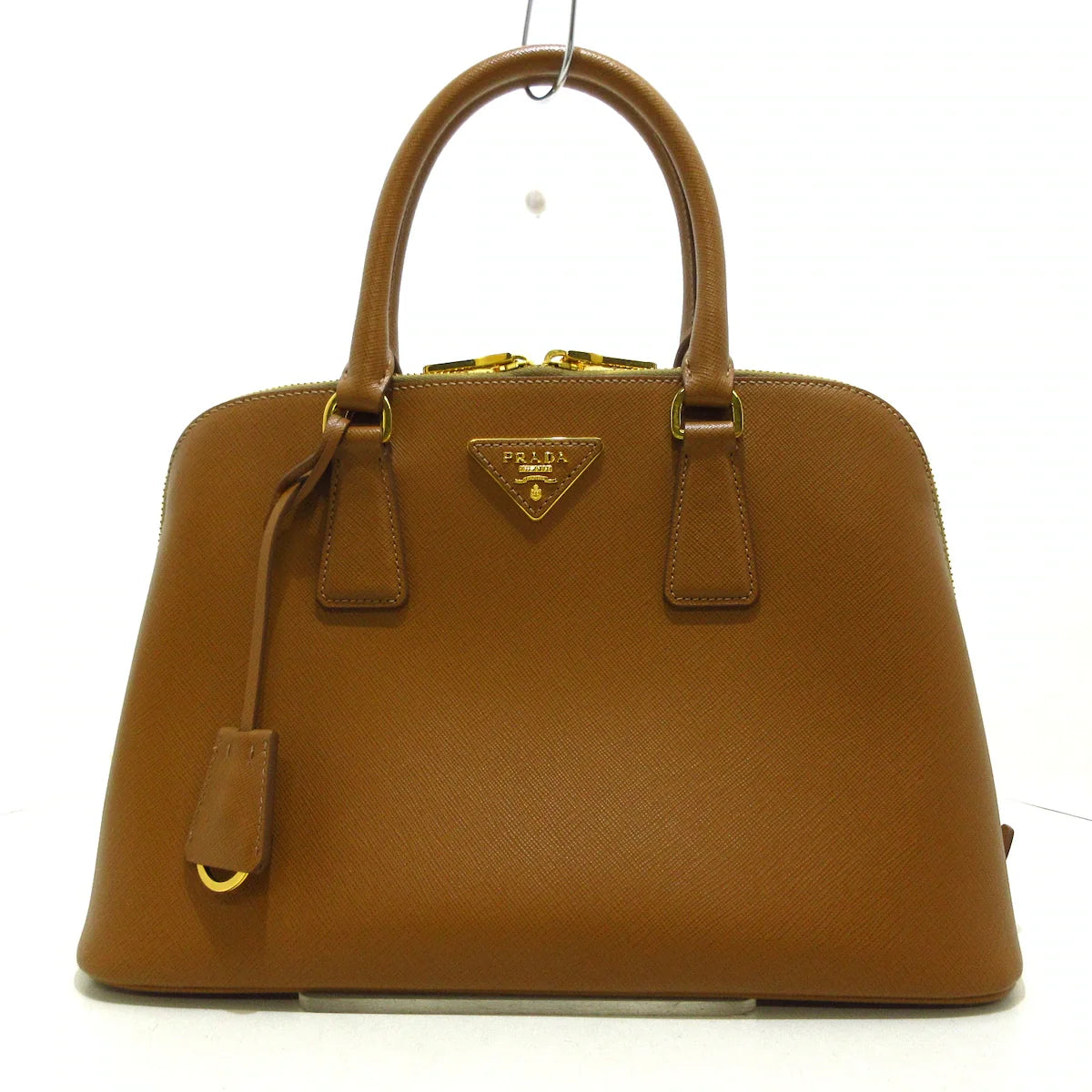 PRADA - Triangle Logo Handbag Brown Saffiano Lux
