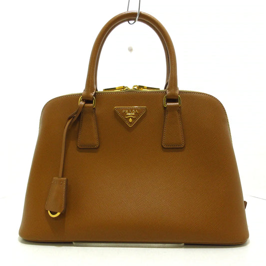 PRADA - Triangle Logo Handbag Brown Saffiano Lux