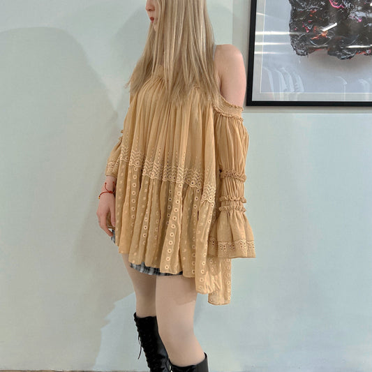 Chloe Pleated lace blouse POP