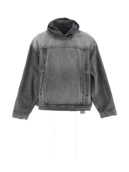 Balenciaga Distressed Denim Hoodie Black