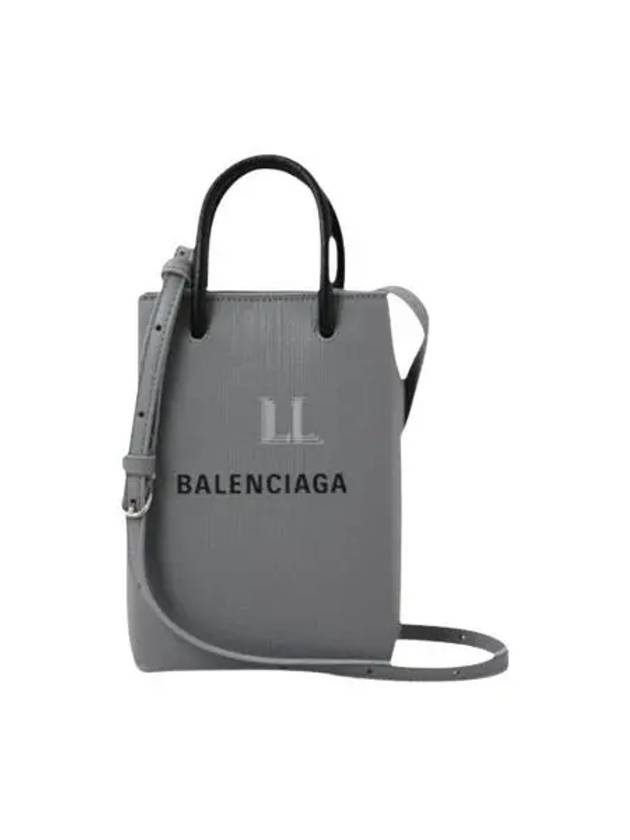 Balenciaga Logo Print Phone Holder Small Cross Bag Grey