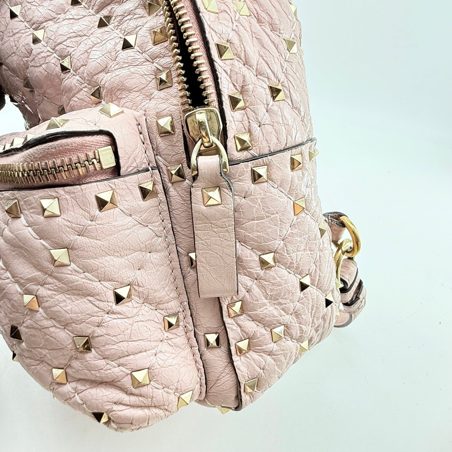VALENTINO GARAVANI Nappa Quilted Mini Rockstud Spike Backpack Poudre