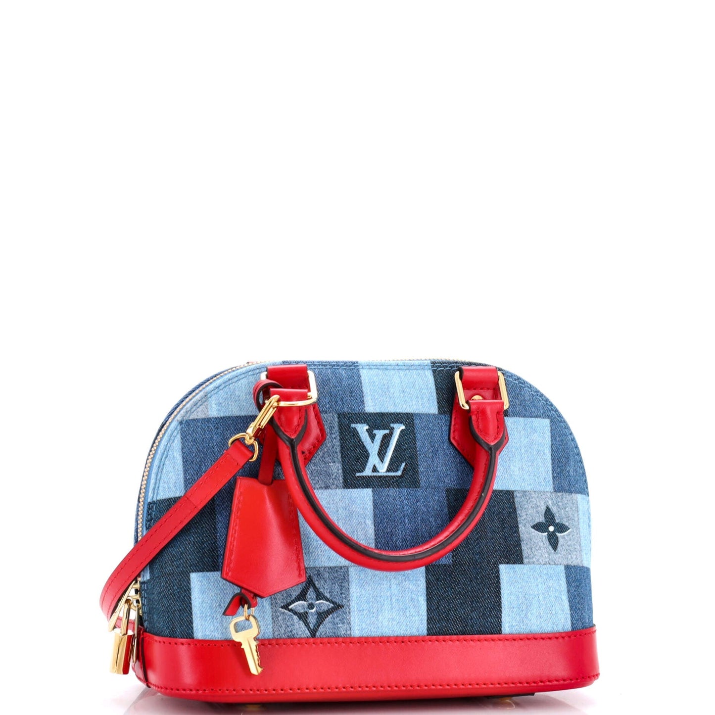 Alma Handbag Damier and Monogram Patchwork Denim BB
