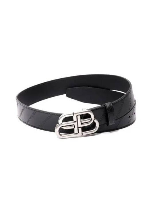 Balenciaga BB Logo Leather Belt Black