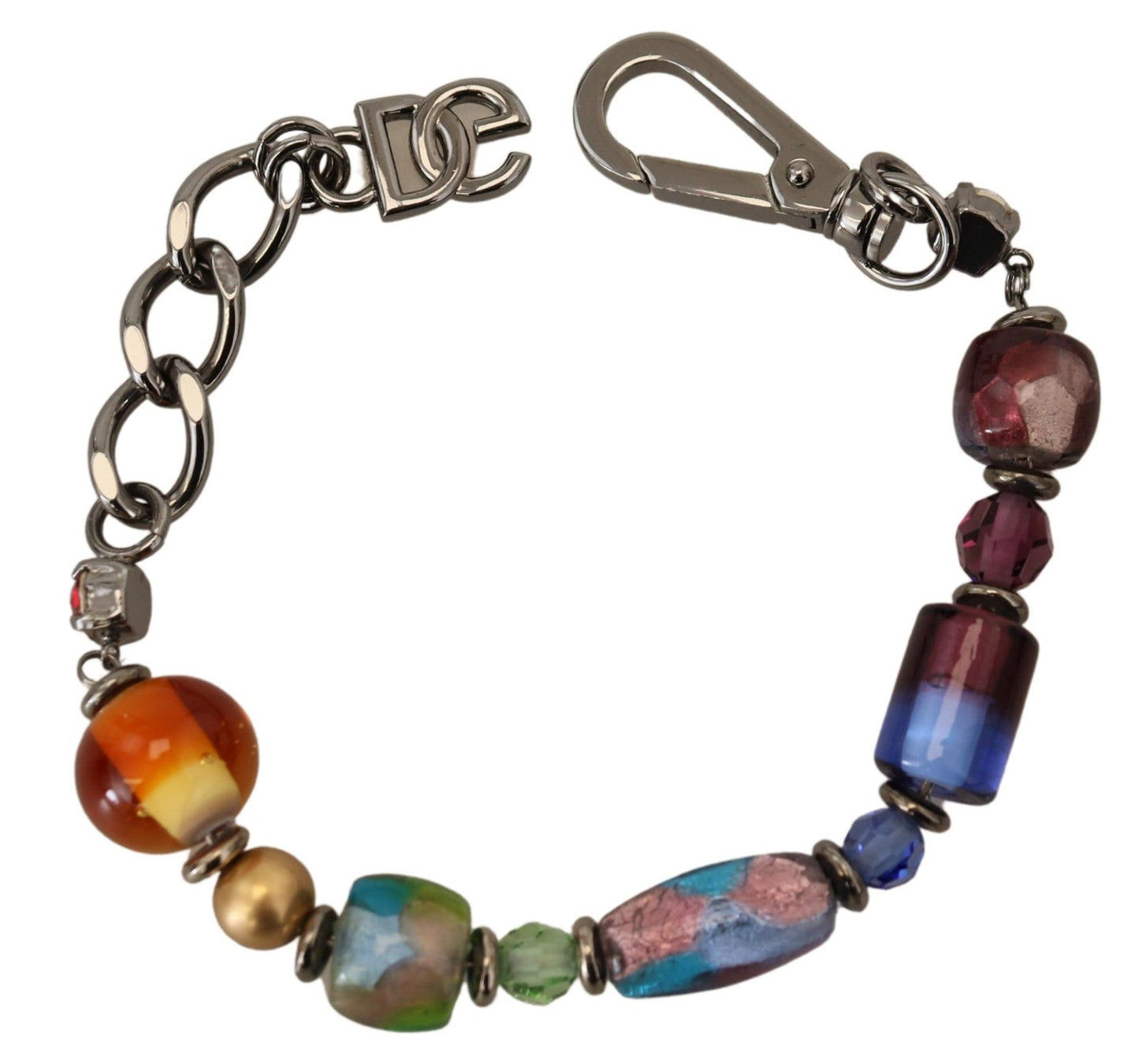 Dolce & Gabbana multicolor Silver Chain Brass Beaded Lobster Clasp Women's Bracelet