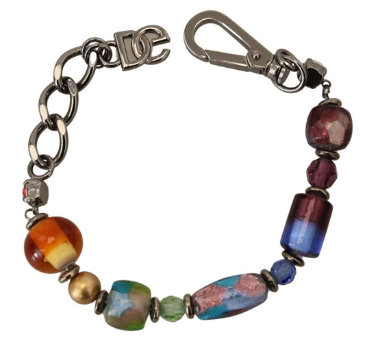 Dolce & Gabbana multicolor Silver Chain Brass Beaded Lobster Clasp Women's Bracelet