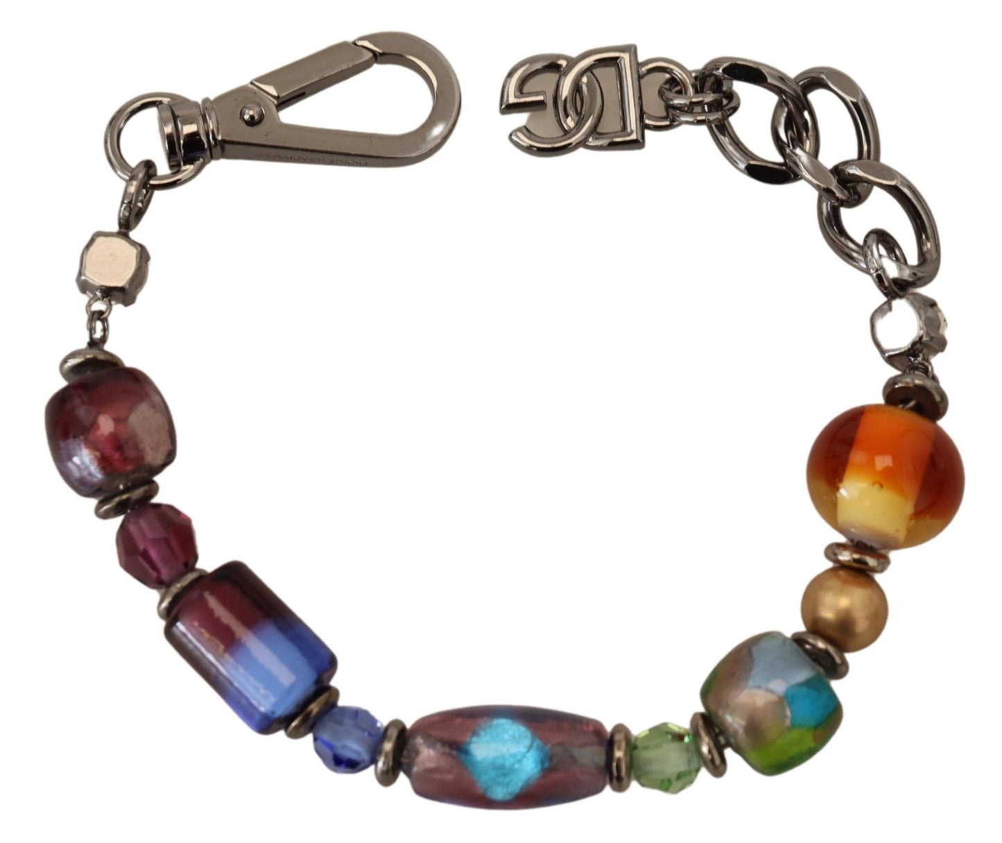 Dolce & Gabbana multicolor Silver Chain Brass Beaded Lobster Clasp Women's Bracelet