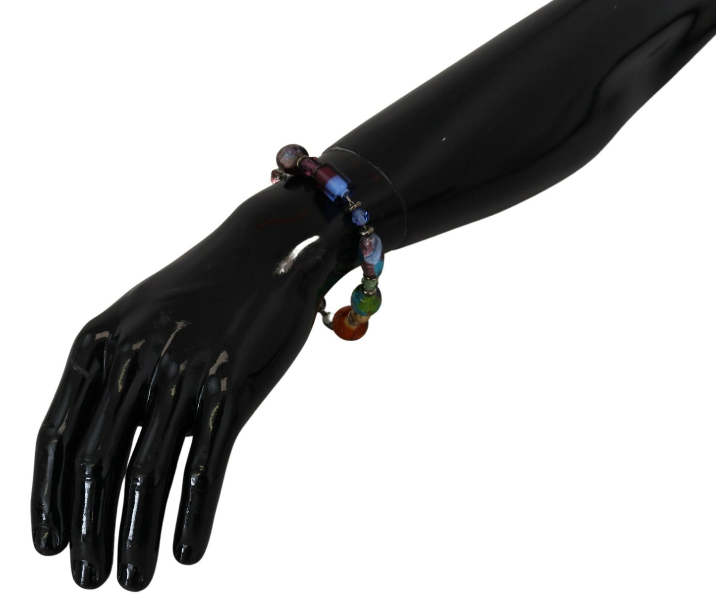 Dolce & Gabbana multicolor Silver Chain Brass Beaded Lobster Clasp Women's Bracelet