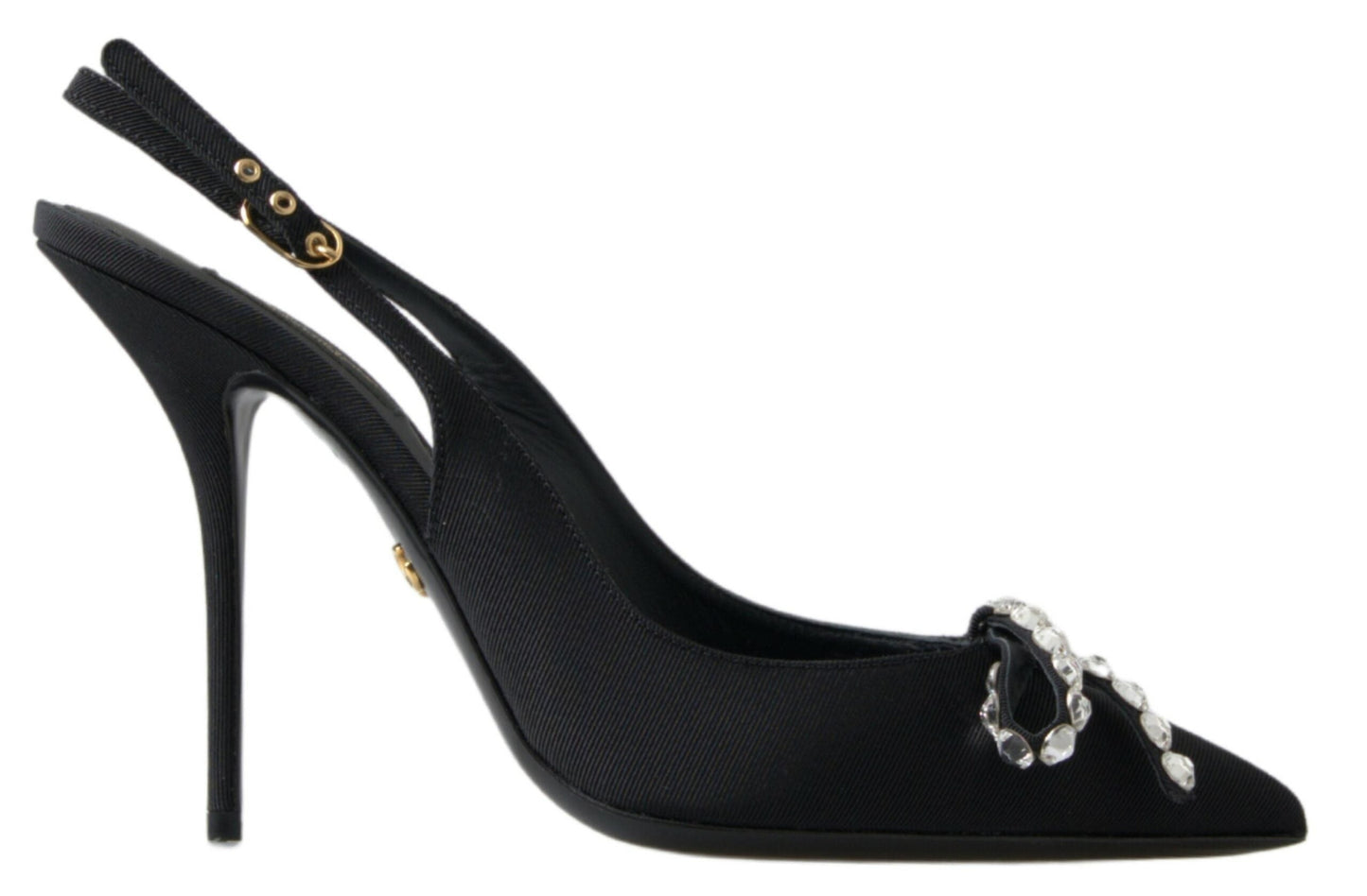 Dolce & Gabbana Black Crystal Embellished Slingback Heel Women's Shoes