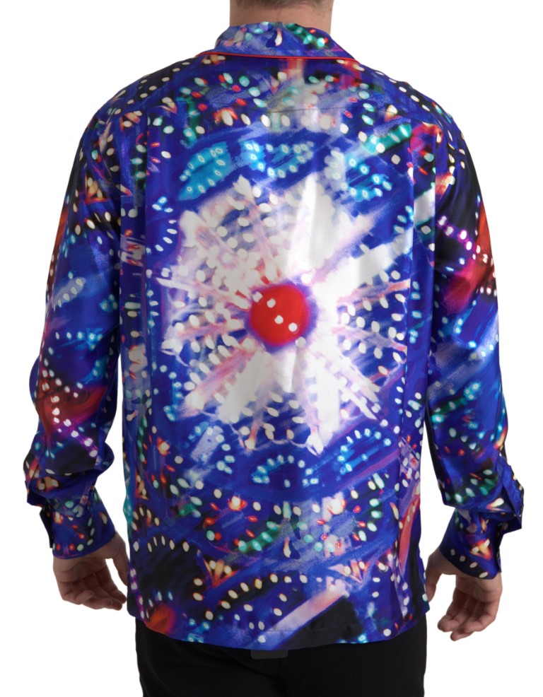 Dolce & Gabbana Multicolor Silk Psychedelic Print Men Pajama Men's Shirt