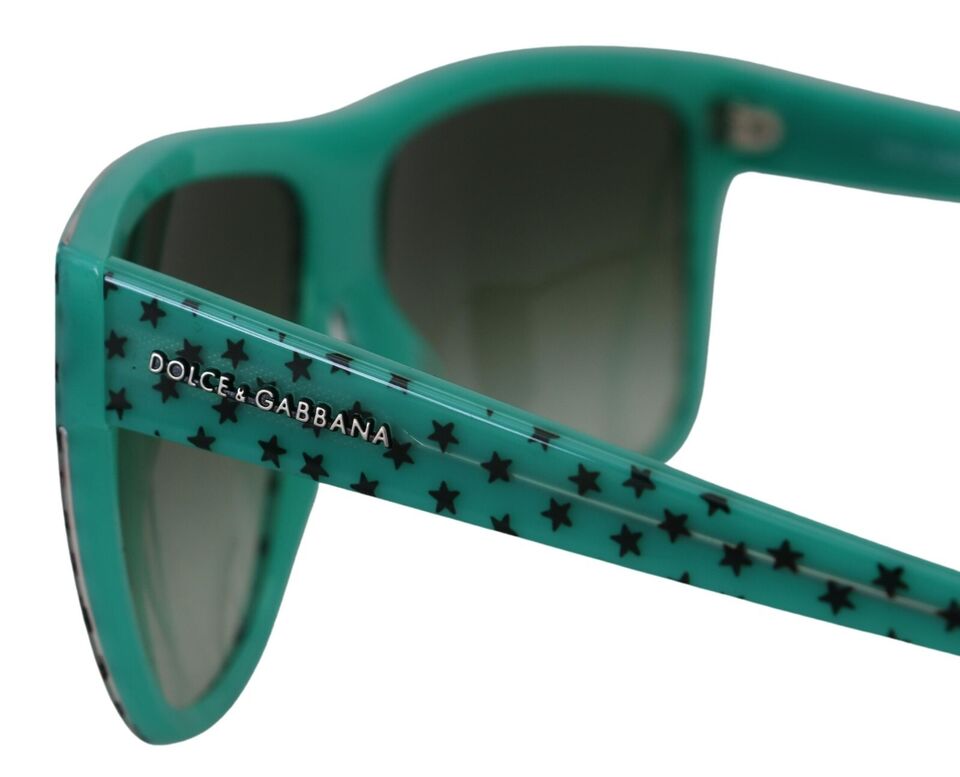 Dolce & Gabbana Green Stars Acetate Square Shades Women's Sunglasses