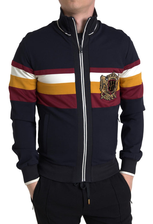 Dolce & Gabbana Blue Cardigan Heraldic Full Zip Men's Sweater