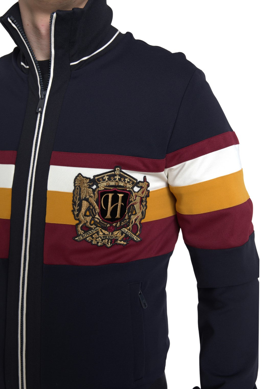 Dolce & Gabbana Blue Cardigan Heraldic Full Zip Men's Sweater