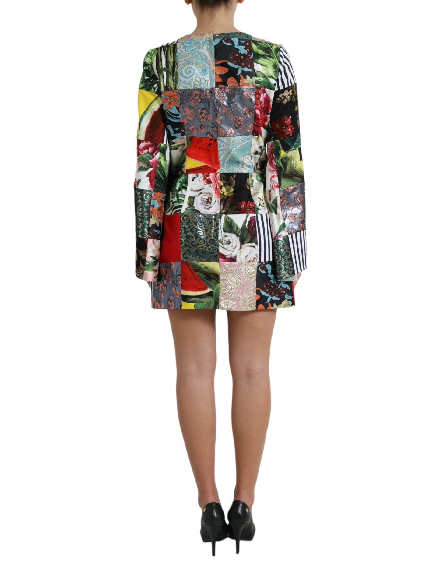 Dolce & Gabbana Multicolor Floral Patchwork Shift Mini Women's Dress