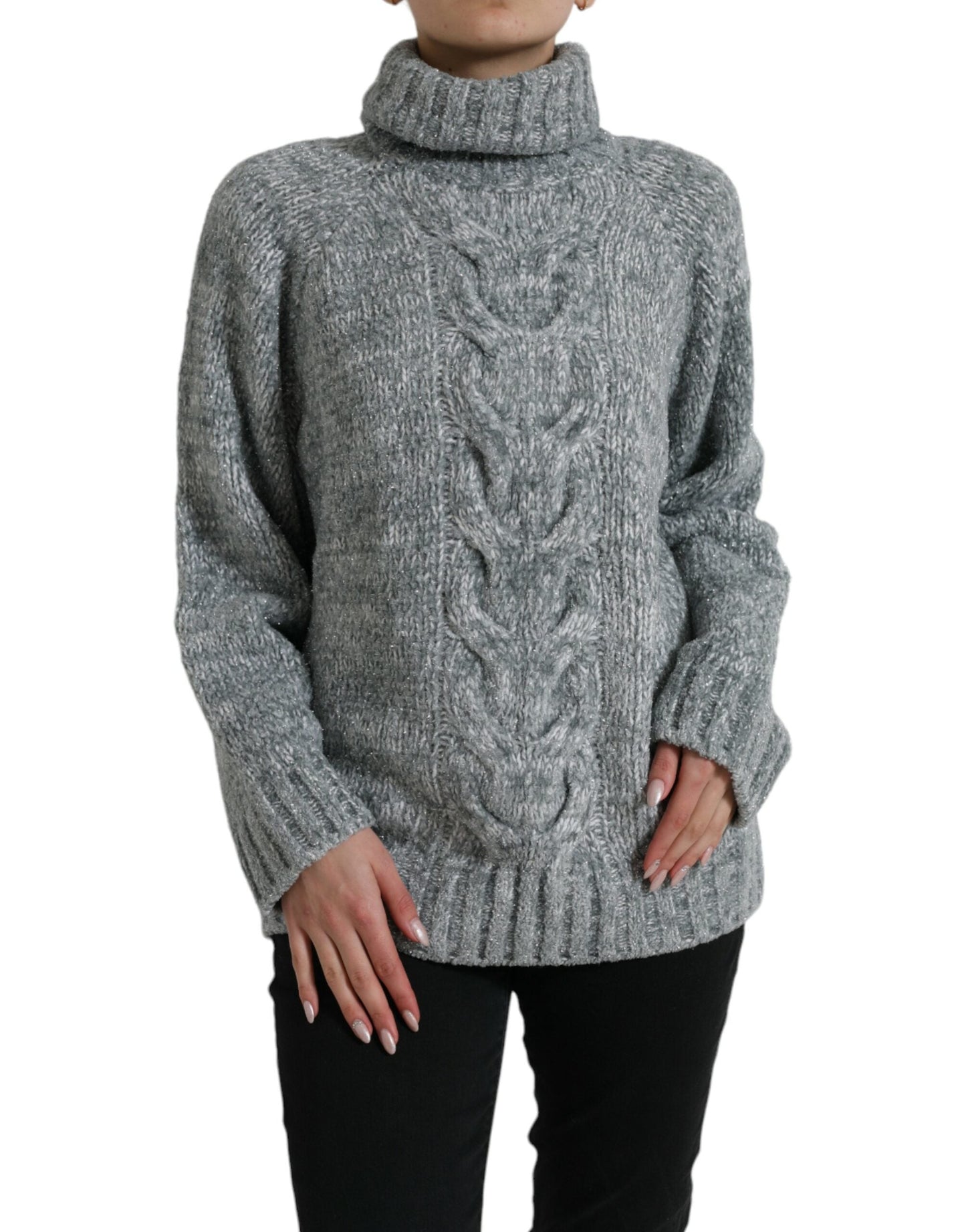 Dolce & Gabbana Gray Cashmere Turtle Neck Pullover Women's Sweater